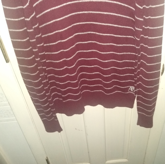 Aeropostale Knit Maroon Striped Sweater - Large - Picture 3 of 7